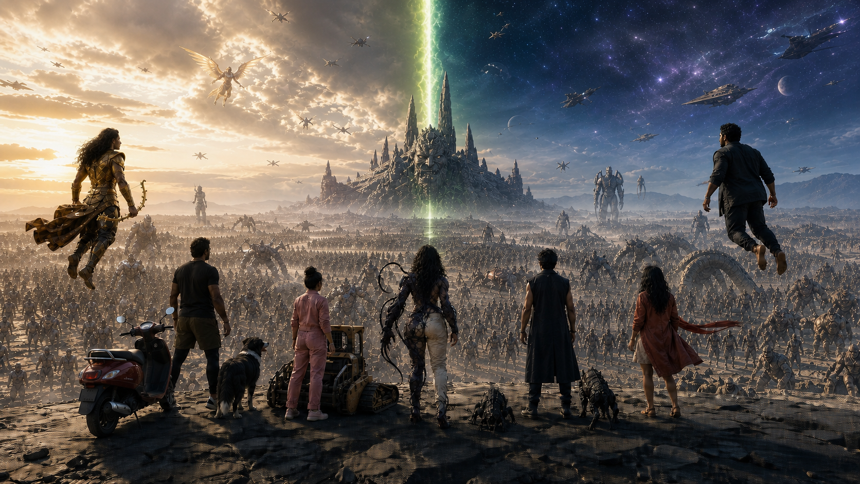 The seven members of Sangam face millions of human, divine, supernatural and extraterrestrial forces beneath colliding skies